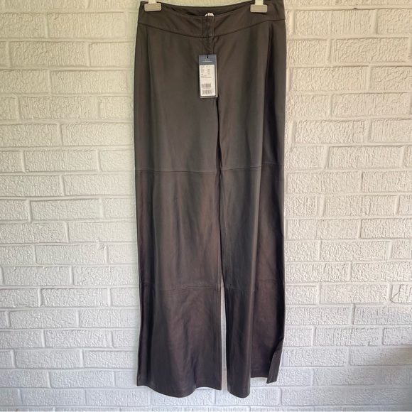 NEW Piazza Sempione 100% Leather Wide Leg Pant P825 Black Size 42 NWT - Picture 2 of 10